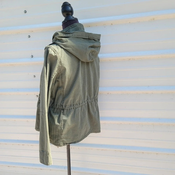 New Look Womens Army Green Anorak Hooded Parka Coat Large - Picture 6 of 12